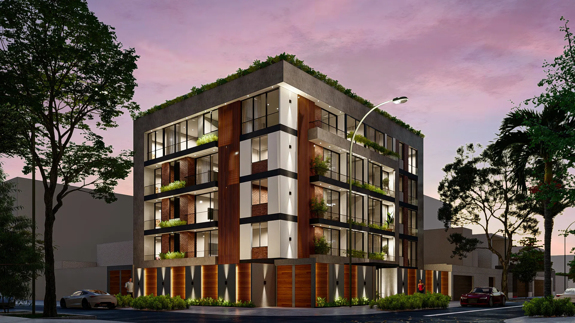 RENDER FACHADA EN ESQUINA CIELO TOQUEPALA